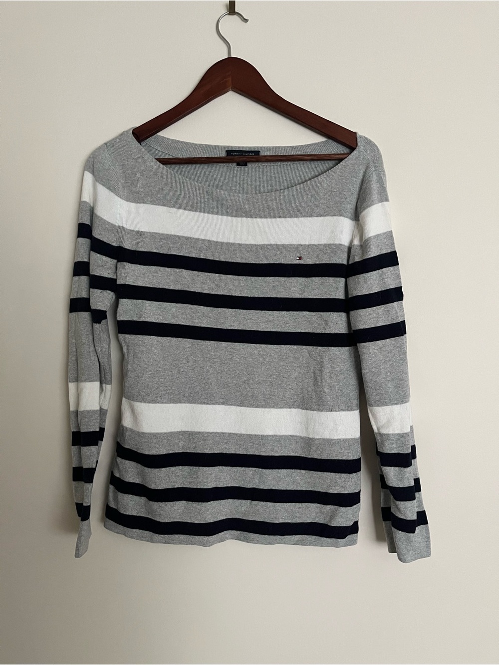 Tommy Hilfiger Gray Knit Stripe Top